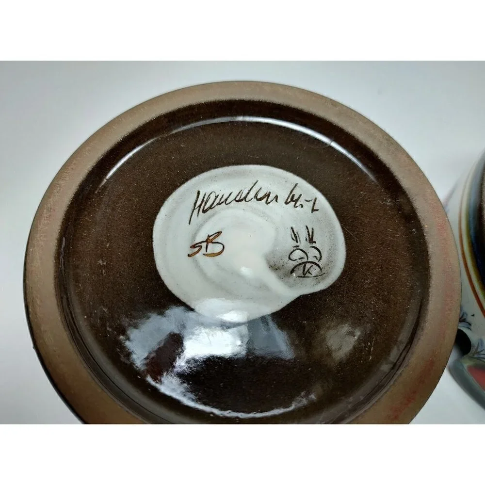 Gebrüder Haas Brothers Potters at Liechtenstein Ashtray Set Flower Heart Pottery